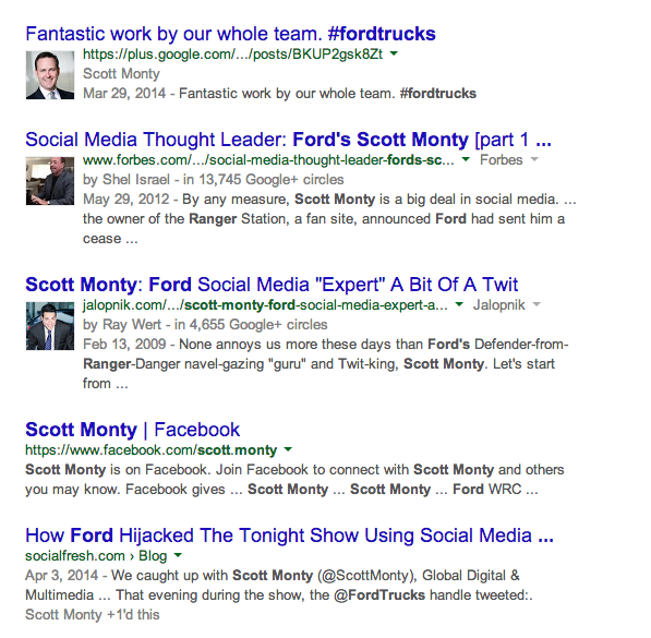 Ford G+ Authorship