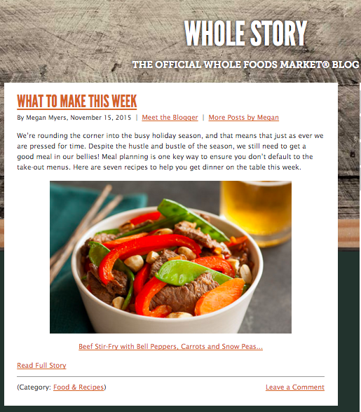 Whole Foods blog